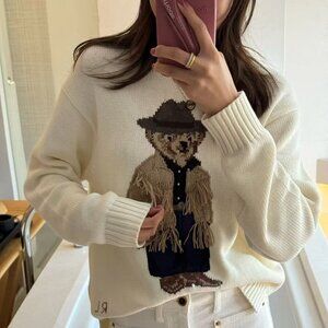 Polo Ralph Lauren White sweater with cowboy bear pattern